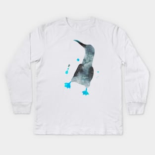 Blue Footed Booby Watercolor Painting Kids Long Sleeve T-Shirt